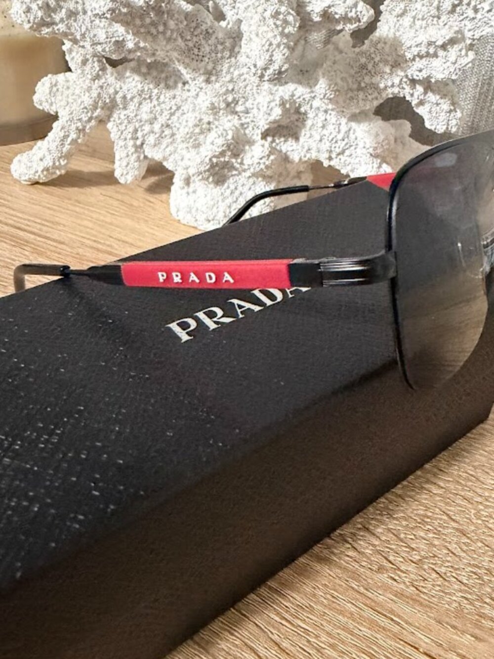 Prada Black Red Sunglasses Shield Aviator Luxury - Picture 5 of 8